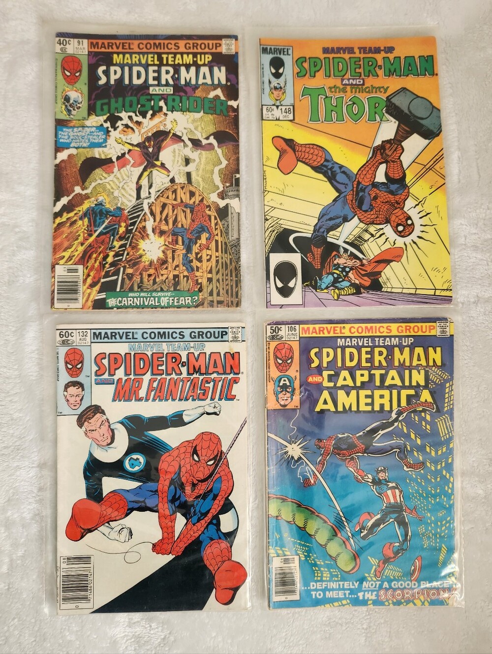Marvel Team-Up #91 #106 #132 #148 Spider-Man Ghost Rider Thor 4 Comic Books Lot!